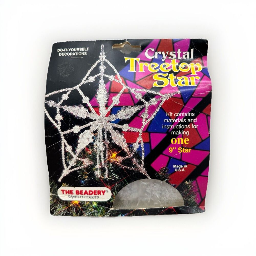 The Beadery Crystal Treetop Star Bead Ornament kit 9" Vintage 1990 Christmas